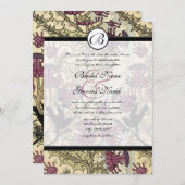  uitnodiging voor bruiloft van Berry Damask (Voorkant / Achterkant)