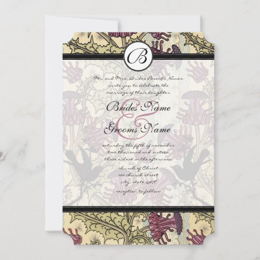 uitnodiging voor bruiloft van Berry Damask (Voorkant)