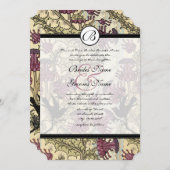 uitnodiging voor bruiloft van Berry Damask (Voorkant / Achterkant)