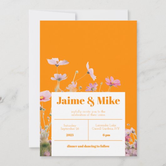 Uitnodiging voor bruiloft van Bright Floral Wildfl (Voorkant)