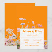 Uitnodiging voor bruiloft van Bright Floral Wildfl (Voorkant / Achterkant)