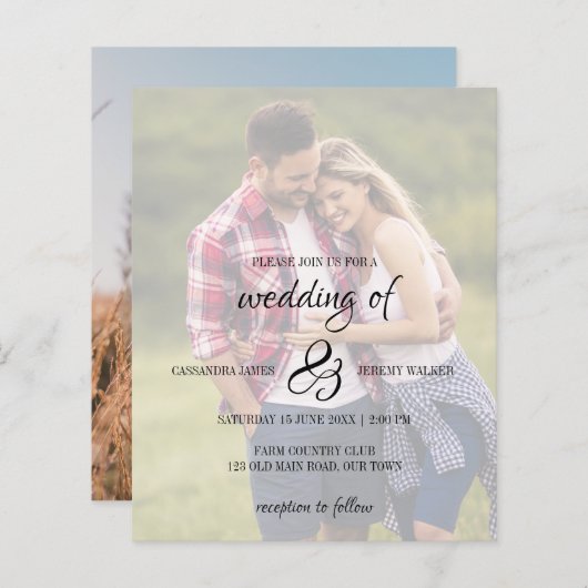 Uitnodiging voor bruiloft van foto's (Voorkant / Achterkant)