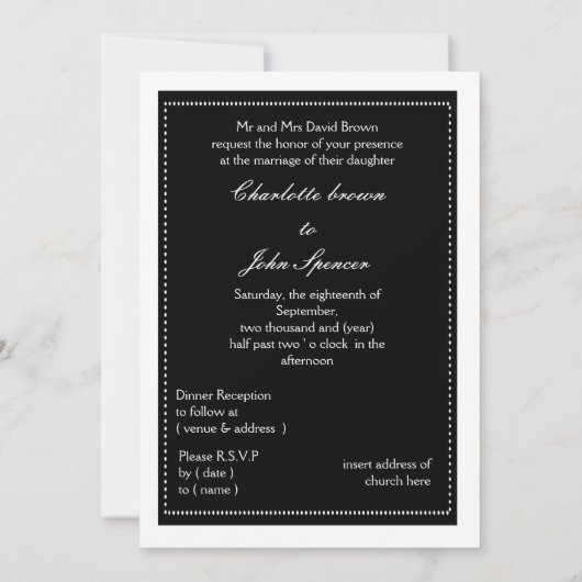 Uitnodiging voor bruiloft van handelier (Achterkant)