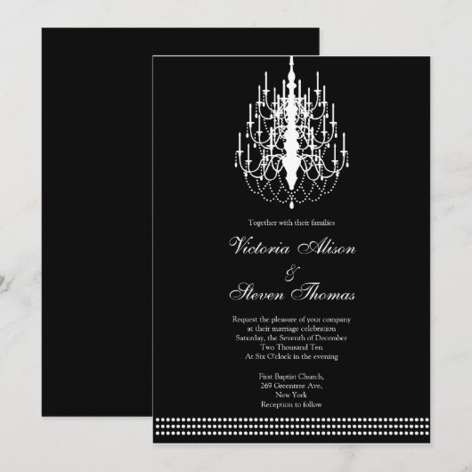 Uitnodiging voor bruiloft van handelier (Voorkant / Achterkant)