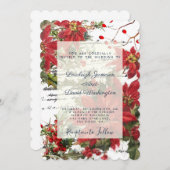 Uitnodiging voor bruiloft van Holly en poinsettias (Voorkant / Achterkant)