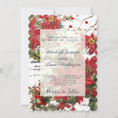 Uitnodiging voor bruiloft van Holly en poinsettias (Voorkant)