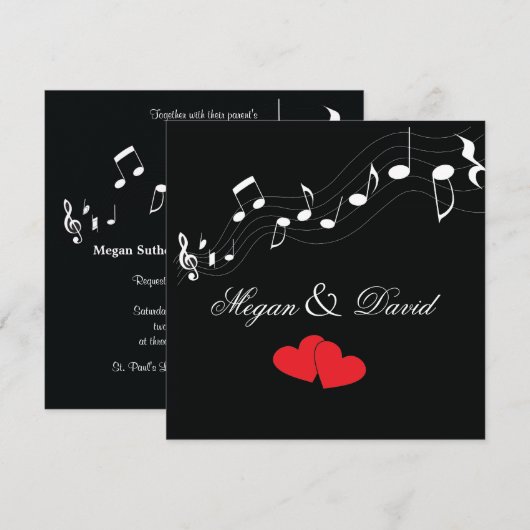 Uitnodiging voor bruiloft van Music Lover (Voorkant / Achterkant)