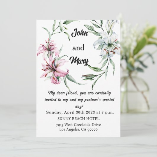 Uitnodiging voor bruiloft voor vrienden, Floral We (Staand voorkant)