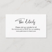 Uitnodiging voor bruiloft Website Details Online R Informatiekaartje (Voorkant)