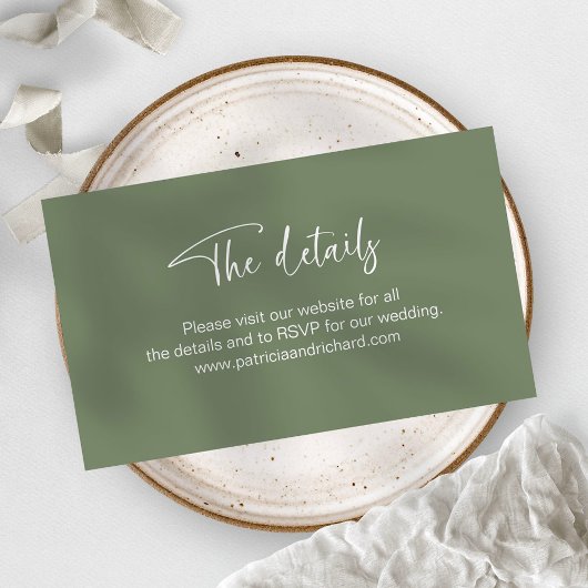 Uitnodiging voor bruiloft Website Details Online R Informatiekaartje