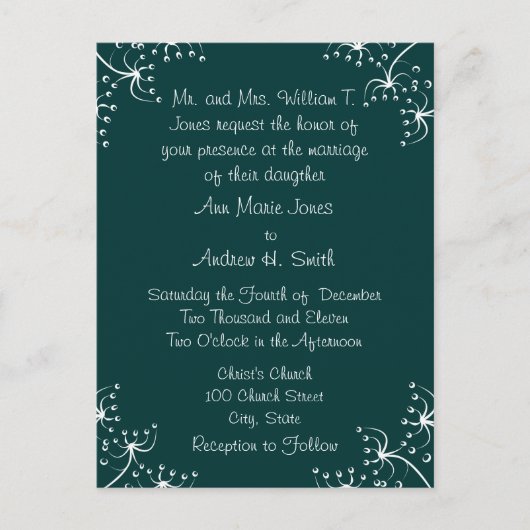 Uitnodiging voor bruiloft Wilde Bloemhoeken (Voorkant)