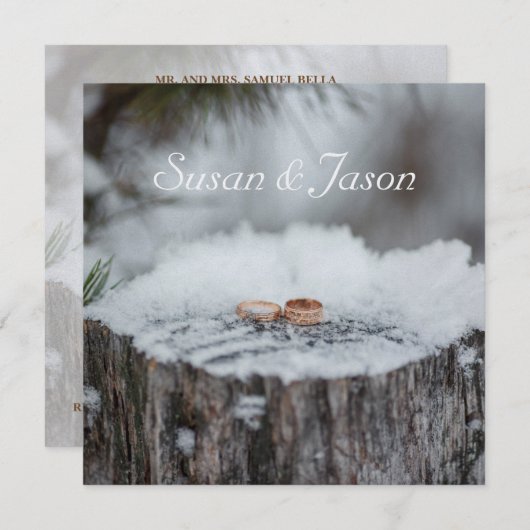 Uitnodiging voor bruiloft—Winterbruiloft (Voorkant / Achterkant)