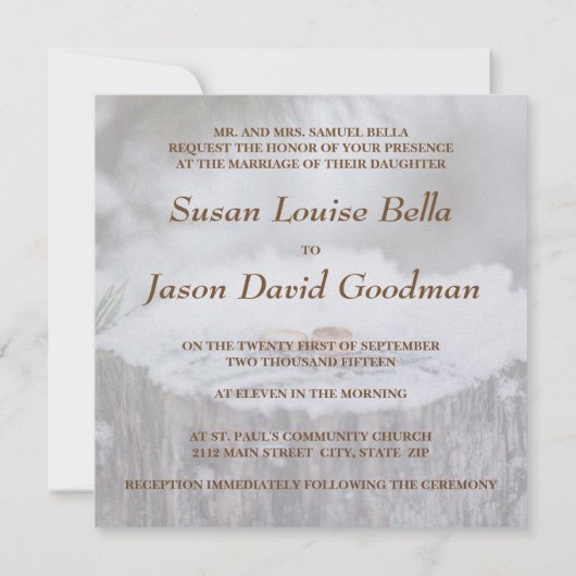 Uitnodiging voor bruiloft—Winterbruiloft (Achterkant)