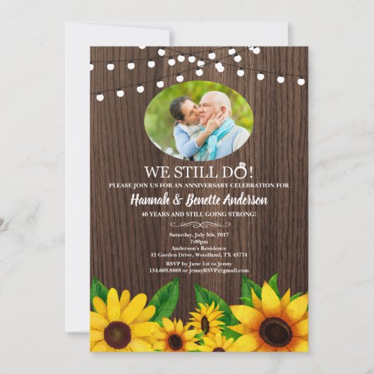 Uitnodiging voor bruiloft Zonnebloem (Voorkant)