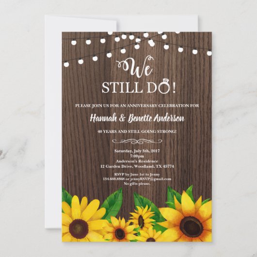 Uitnodiging voor bruiloft Zonnebloem (Voorkant)