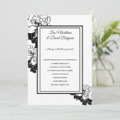 Uitnodiging voor bruiloft - Zwart-wit (Staand voorkant)