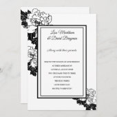 Uitnodiging voor bruiloft - Zwart-wit (Voorkant / Achterkant)