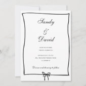 Uitnodiging voor bruiloft - Zwart-witte strik (Voorkant)