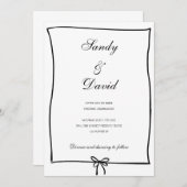 Uitnodiging voor bruiloft - Zwart-witte strik (Voorkant / Achterkant)