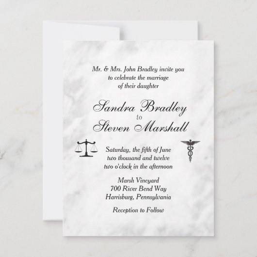 Uitnodiging voor bruiloften door de arts en de adv (Achterkant)