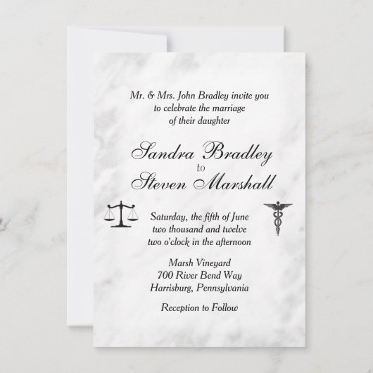 Uitnodiging voor bruiloften door de arts en de adv (Achterkant)