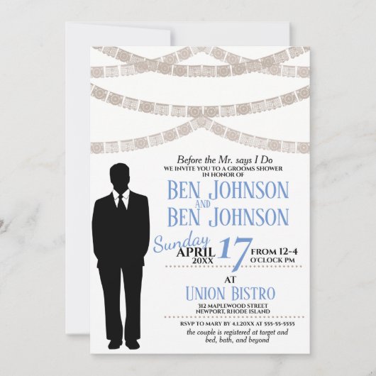 Uitnodiging voor bruiloftsfeest bruidegom (Voorkant)