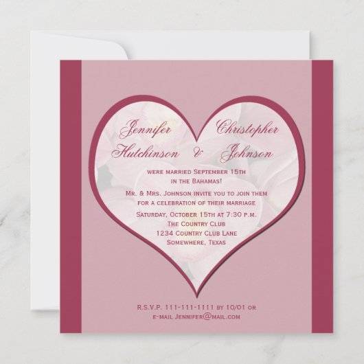 Uitnodiging voor bruiloftsfeest na de bruiloft --  (Achterkant)