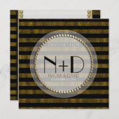 Uitnodiging voor bruiloftsreceptie met zwarte goud (Voorkant / Achterkant)