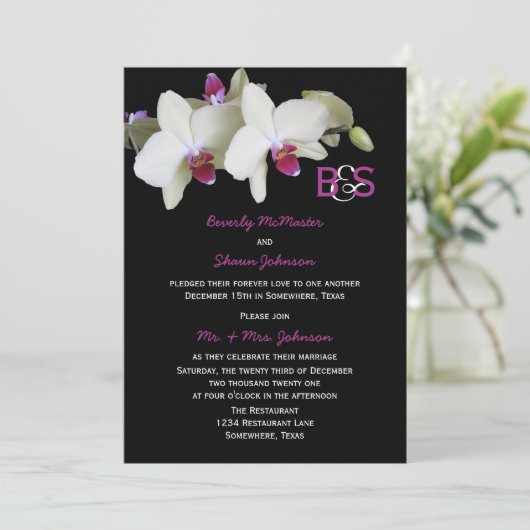 Uitnodiging voor bruiloftsreceptie, Orchideeën (Staand voorkant)