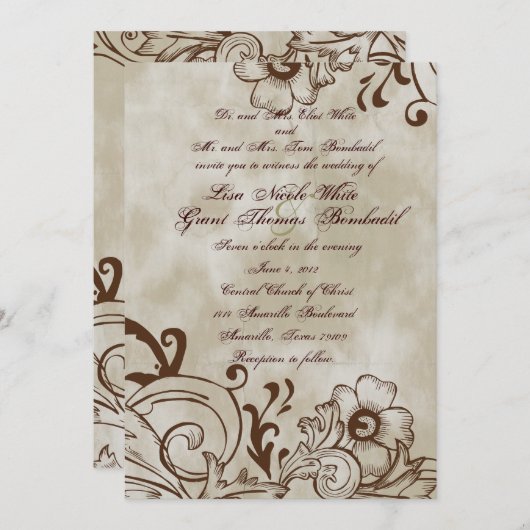 uitnodiging voor bruin bruin bruin bruinbruin (Voorkant / Achterkant)