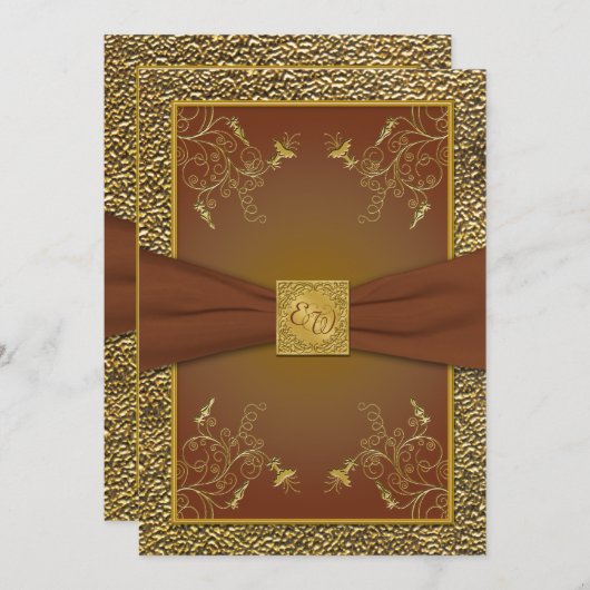 uitnodiging voor bruin- en goudweddenschappen (Voorkant / Achterkant)