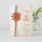  uitnodiging voor bruin en Oranje huwelijk (Staand voorkant)