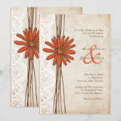  uitnodiging voor bruin en Oranje huwelijk (Voorkant / Achterkant)