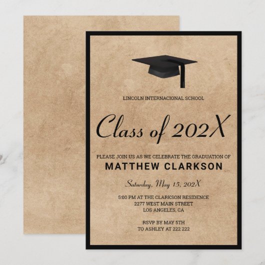 Uitnodiging voor bruin papier (Voorkant / Achterkant)