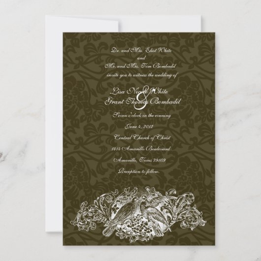 uitnodiging voor bruine brocade-bruiloft (Voorkant)