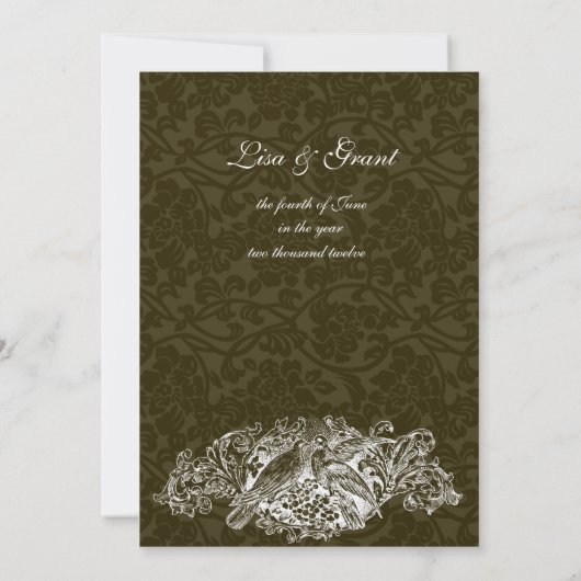 uitnodiging voor bruine brocade-bruiloft (Achterkant)