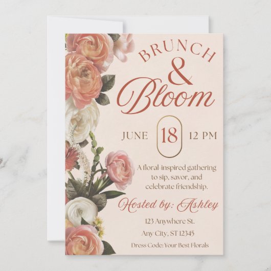 Uitnodiging voor Brunch & Bloom (Voorkant)