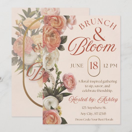 Uitnodiging voor Brunch & Bloom (Voorkant / Achterkant)
