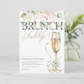 Uitnodiging voor Brunch & Bubble Bridal Shower (Staand voorkant)