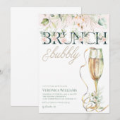 Uitnodiging voor Brunch & Bubble Bridal Shower (Voorkant / Achterkant)