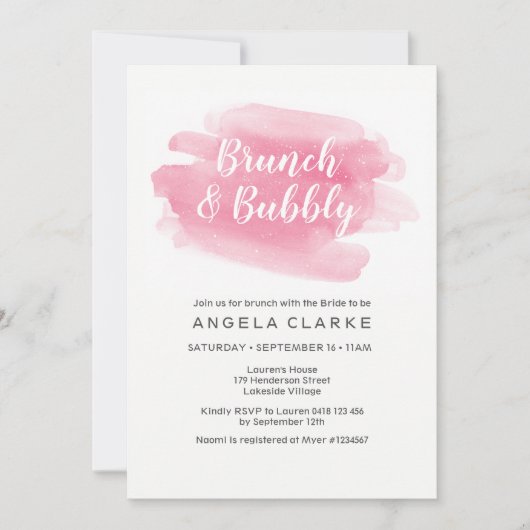 Uitnodiging voor Brunch & Bubble Bridal Shower (Voorkant)