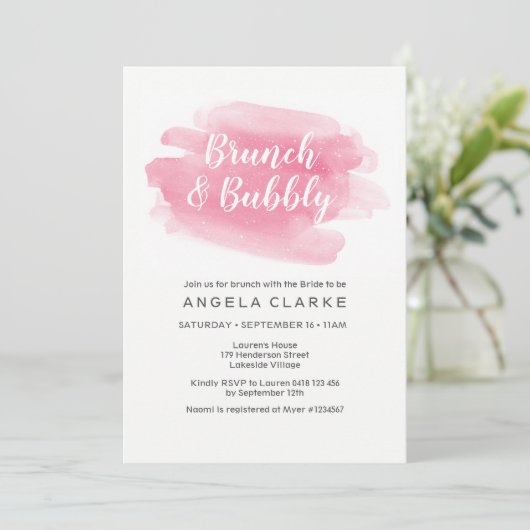 Uitnodiging voor Brunch & Bubble Bridal Shower (Staand voorkant)