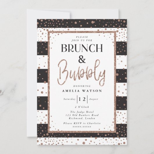 Uitnodiging voor Brunch & Bubble Bridal Shower (Voorkant)