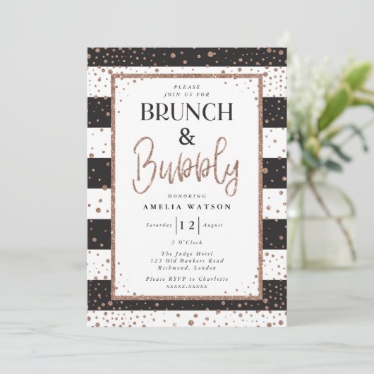 Uitnodiging voor Brunch & Bubble Bridal Shower (Staand voorkant)