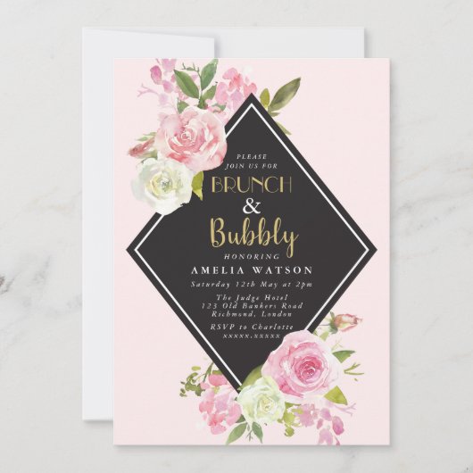 Uitnodiging voor Brunch & Bubble Bridal Shower (Voorkant)