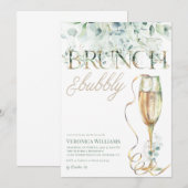 Uitnodiging voor Brunch & Bubble Bridal Shower (Voorkant / Achterkant)
