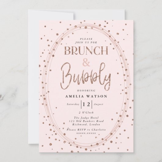 Uitnodiging voor Brunch & Bubble Bridal Shower (Voorkant)