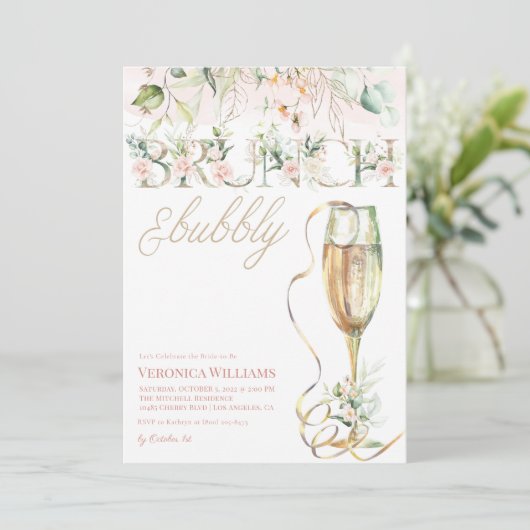 Uitnodiging voor Brunch & Bubble Bridal Shower (Staand voorkant)