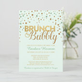 Uitnodiging voor Brunch en Bubble Glitter Bridal (Staand voorkant)