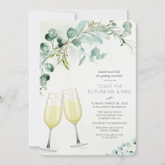 Uitnodiging voor Brunch en Bubble Verloving (Voorkant)